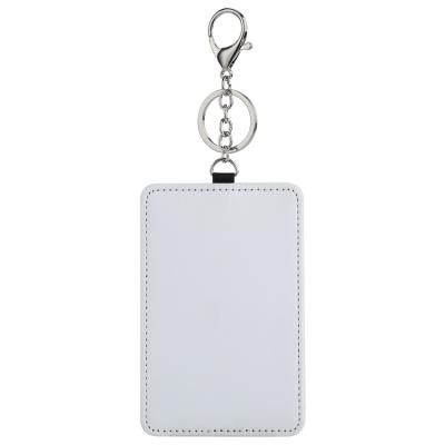 China Others Customized Work Card ID Holder Sublimation Work Certificate PU Leather Key Chain Hanging Card Holder for sale