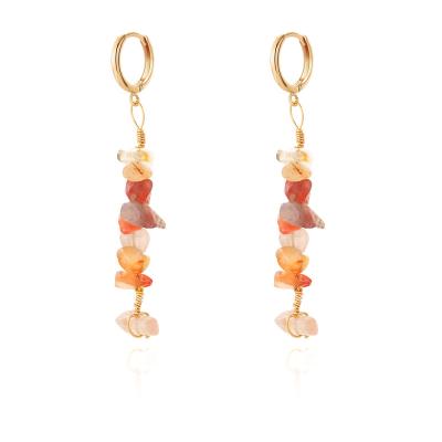 China TRENDY women Crystal Stone Environmentally Friendly natural fashion jewelry statement earrings 6.5*1.4CM in stock for sale