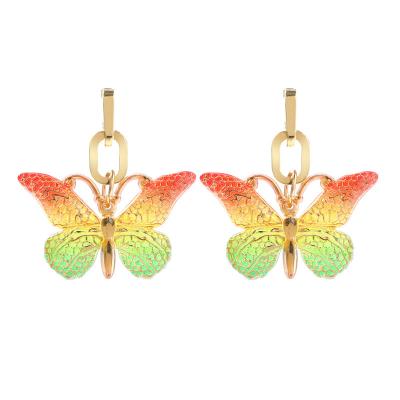 China TRENDY women 4*3.8 cm statement fashion earrings acrylic colored butterfly shape high quality for sale