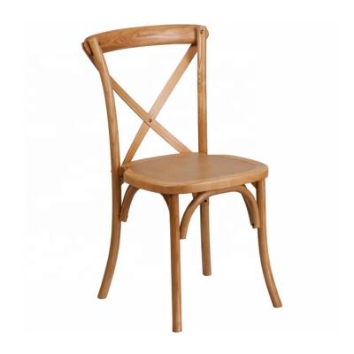 China Modern Commercial Banquet Restaurant Event Furniture Wooden Cross Back Chairs for sale