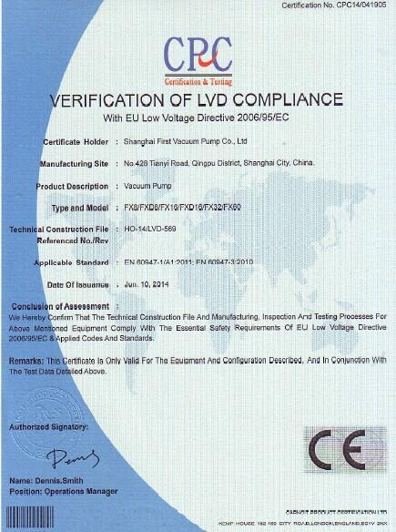 CE - Shanghai First Vacuum Machine Co., Ltd.