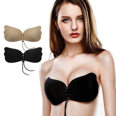 China Solid Sticky Silicone Women's Design Strapless Self Adhesive Silicone Invisible Bra Seamless Bandage Gel Bra for sale