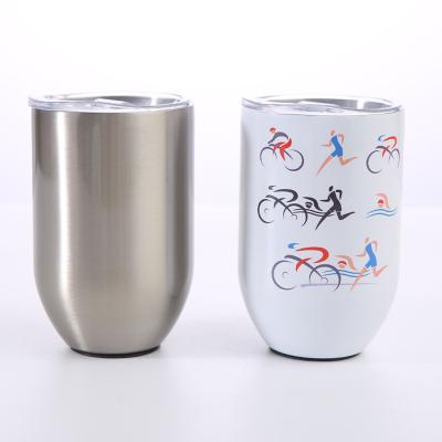 China New Stocked Arrive 12oz Color Silver/White Empty Insulated Wine Straight Cup Egg Cup White Stainless Steel Sublimation for sale