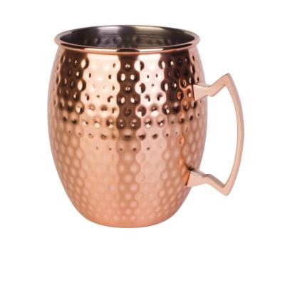 China Sustainable 500ml Hammered Moscow Mule Mug Copper Plated Stainless Steel Beer Mug for sale