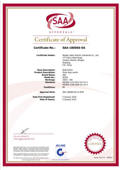 SAA - Ningbo Jiahui Electric Industrial Co., Ltd.