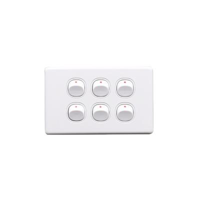 China China supply household wall switch 6 G 2 way switch, power wall switch, wall switch technology saa 118mm*74mm for sale