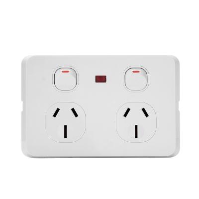 China Easy installation / easy cleaning / standard type slim switch and durable SAA new 15A double powerpoints wall AU plug for sale