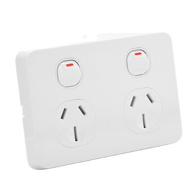 China Easy installation / easy cleaning / standard type slim switch and durable SAA new 15A double powerpoints wall AU plug for sale