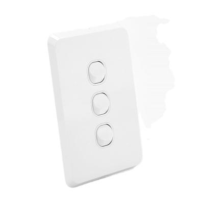 China Easy Installation/Easy Cleaning/Durable Vertical 3 Way Metal Wall Switch Slim Type AU Standard With SAA for sale