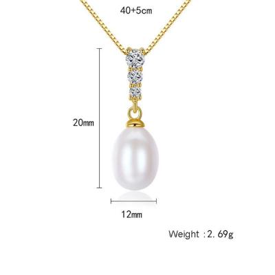 China Jewelry 2021 Fashion Dangle Women's CLASSIC Silver Freshwater Pearl S925 Necklace Collar Necklaces for sale