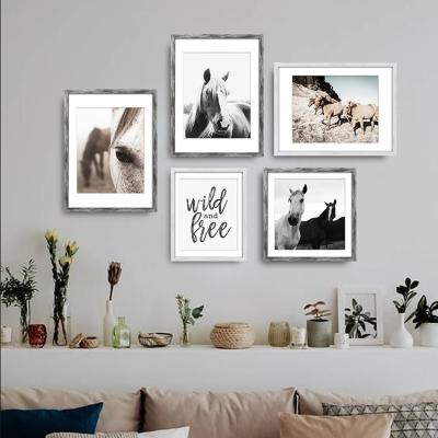 China Modern Home Decor EAGLEGIFTS Horse Wall Art Painting Wall Frame Picture Interior White White Running Horse for sale