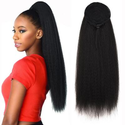 China Yaki Ponytail Ombre Color Long Wave Curly Straight Ponytails Wrap Hair Around Clip In Natural Synthetic Hair Extensions Wig for sale