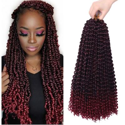 China High temperature synthetic fiber passion twist ombre color crochet hair 18inch braiding hair for women wholesale synthetic crochet braid hair for sale