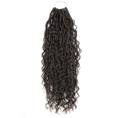 China 100% High Quality Low Temperature Fiber 14 18inch Pre Looped Goddess Locs Crochet Curly River Faux Locs Hair Extension Syntheti Hair Passion Twist Braiding Braids hair for sale