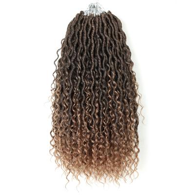 China 100% Low Temperature Fiber High Quality Goddess Locs Crochet Wavy Hair With Curly Ends Pre-loop Synthetic Crochet Braids Twist Goddess Faux Locs Braiding Hair for sale