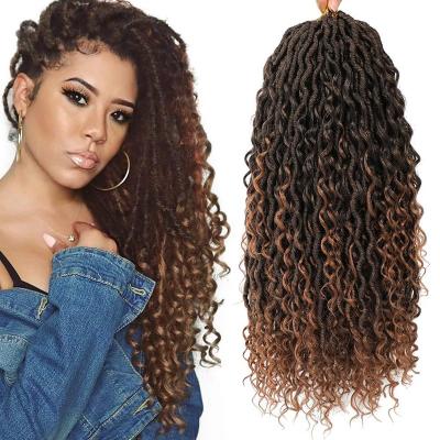 China 100% Factory Price High Quality Goddess Fiber 14 Faux Boho Locs Synthetic 22 Inch 24 Inch Hair Extension River Locs Low Temperature End Ombre Location for sale