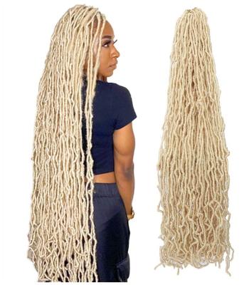 China New Faux Gypsy Pre-Built Soft Curly Wavy NU Locs Crochet Braid Hair Extensions 613 Synthetic Hair Goddess Locs Fiber Hair for sale