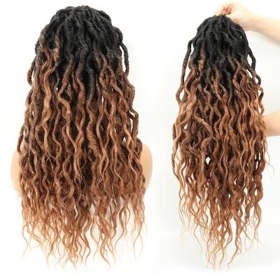 China Deep Wave Faux Crochet Hair 24Inch Pre-looped Goddess Locs Crochet Hair Locs With Synthetic Ends Soft Curly Dreadlocks Braids Extension for sale