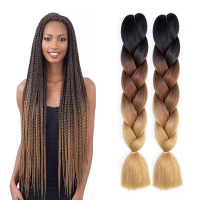 China Synthetic Yaki Hair Yaki Ombre Braiding Pre Stretched Expression Hair Wholesale Jumbo Braid Crochet Braids For African Hair Extension for sale