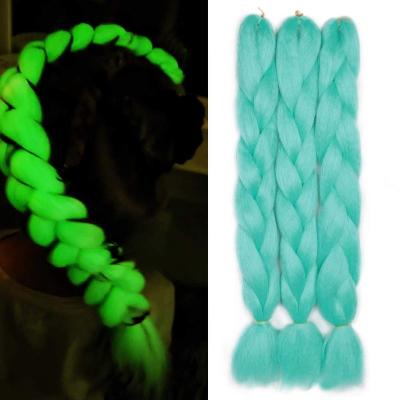 China 24inch 100g Yaki Ombre Glowing Synthetic Jumbo Braids Hair Shining In Dark Soft Braiding Hair Extensions for sale