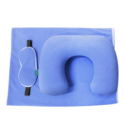 China OUTER FABRIC: 100%polyester crystal velvet OEM&ODM China manufacturer bag organizer cover travel set inflatable travel pillow and eye mask covering for sale