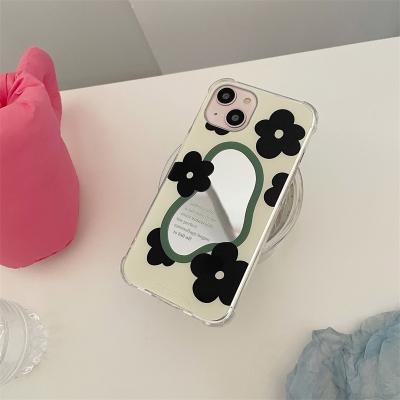 China Custom Mirror Four Corner Anti-fall Shockproof Flowers Painted Mobile Phone Case for sale