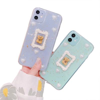 China cute bear design tpu drop sticking phone cute bear design tpu housing drop sticking phone housing for iphone 11 pro max animal smartphone protector for sale