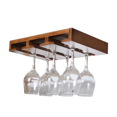 China KD Easy Assemble Wall Mounted Under Counter or Cabinet Stemware Storage Space Saving Unfinished Wine Glass Rack for sale