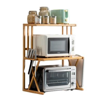 China Sustainable Price Maid 2 Tier Kitchen Bamboo Storage Rack Adjustable Desk Rack With Knife Shelf for sale