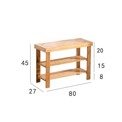 China Factory Price Shoe-changing Shoe Rack 3 Tier Shoe Bench Bamboo Wooden Stool 80cm Chinese Eco-friendly Storage for sale