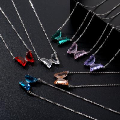 China Simple Material Charm Jewelry Friendly Material Hot Selling Glass Colorful Pendant Necklace Jewelry Set for sale