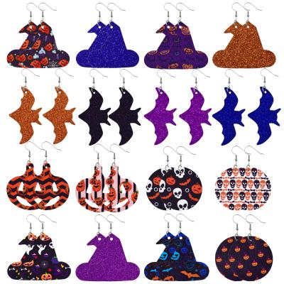 China 2021 Material Halloween Funny Friendly Women Set Stud Earrings Pumpkin Bat Sequin Geometric Hollow Earrings for sale