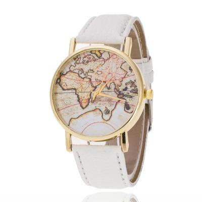 China 2016 13Colour Day/Date World Map Watch Men Women Watch Band Quartz Leather Wrist Watch Relojes Mujer for sale