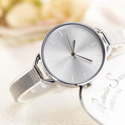 China Chronograph Women's Quartz Watch Mesh Belt Ladies Watch Gold Plated Big Dial Slim Dress Wrist Luxury Watch for sale