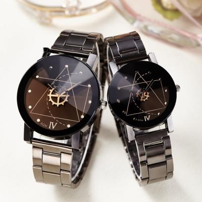 China Chronograph Man Woman Clocks Couple Lovers Analog Quartz Full Stainless Steel Band Sports Watches Men for sale