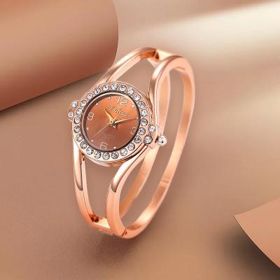 China Chronograph Fashion Watches Women Stainless Steel Bracelet Bangle Luxury Rhinestone Dress Female Clock for sale