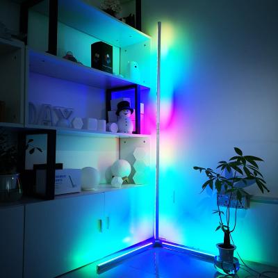 China Nordic simple modern black RGB color changing stand corner remote control floor lamp for bedroom living room for sale