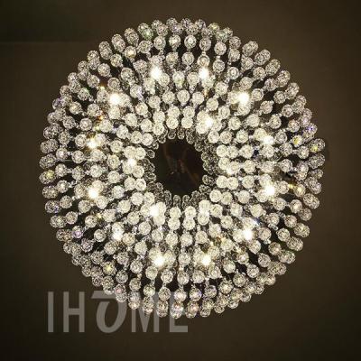 China Morden Led Crystal Celling Lighting Fixtures Living Room Hotel Project Lobby Flush Mount Ceiling Lamps for sale