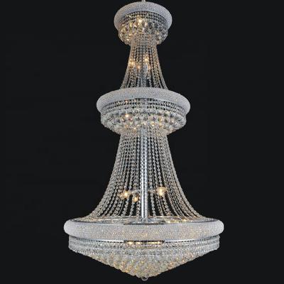 China Modern Long Staircase Warehouse Rectangular Crystal Chandeliers Raindrop Pendant Lights for sale