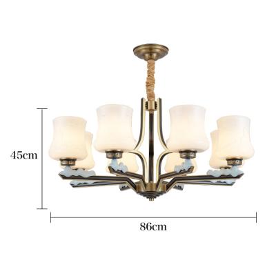 China Downlights 8 Lamps Fabric Brass Chandelier Pendant Lights for sale