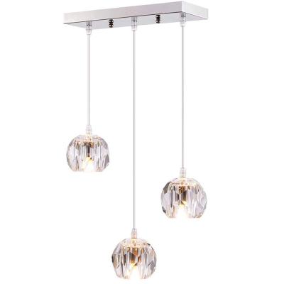 China Morden 3-Light Crystal Globe Pendant Lighting for Kitchen Island for sale