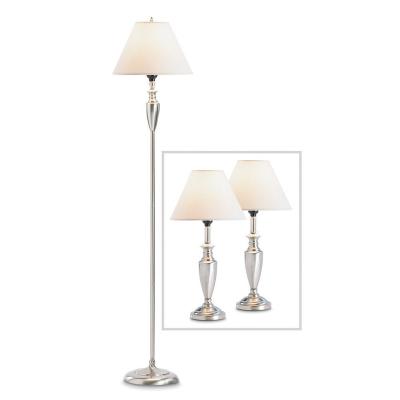 China Table And Floor Standing Lampshade 3pcs Floor Lamps Set In Chrome for sale