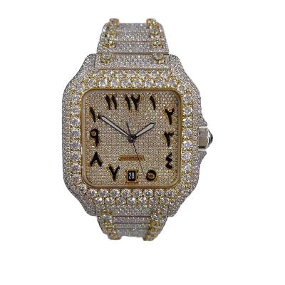 China Men Iced Out Diamond Watches For Men And Women Gold Plated Round Lab Diamond Bling Jewelry Solid 925 Sterling Silver for sale