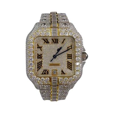 China Men's Hip Hop Bling Laboratory Developed Diamond Iced Out Diamond Watches Jewelry Gold Plated Around Diamond Solid 925 Silver for sale