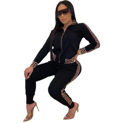 China High Quality Women Casual Stacked Jogger Pants Sweated Casual Solid Suit Zipper Sets for sale