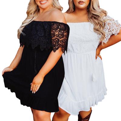 China anti-wrinkle new arrival hot sale women 4xl 5xl size chill lace sleeves plus size dress for sale