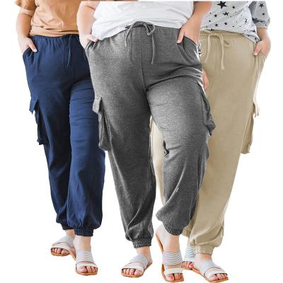 China High Quality Anti-Wrinkle Women Clothing Elastic Waist Side Pocket Test Jogging Plus Size Jogger Pants for sale