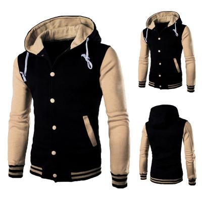 China Anti-pilling High Quality Classic Baseball Hoodies Men Spring Warm Patchwork Fleece Sweatshirts for sale