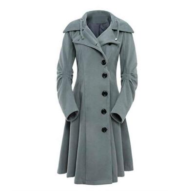 China 2022 Anti-Shrink Women Long Slim Asymmetrical Lapel Collar Button Streetwear Stylish Vintage Egirl Outwears Overcoat Ditch Coat for sale