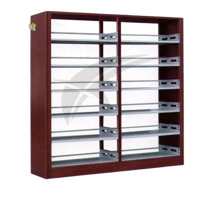 China Modern Wood Steel Double Side Book Shelves Cheap School Library Furniture for sale